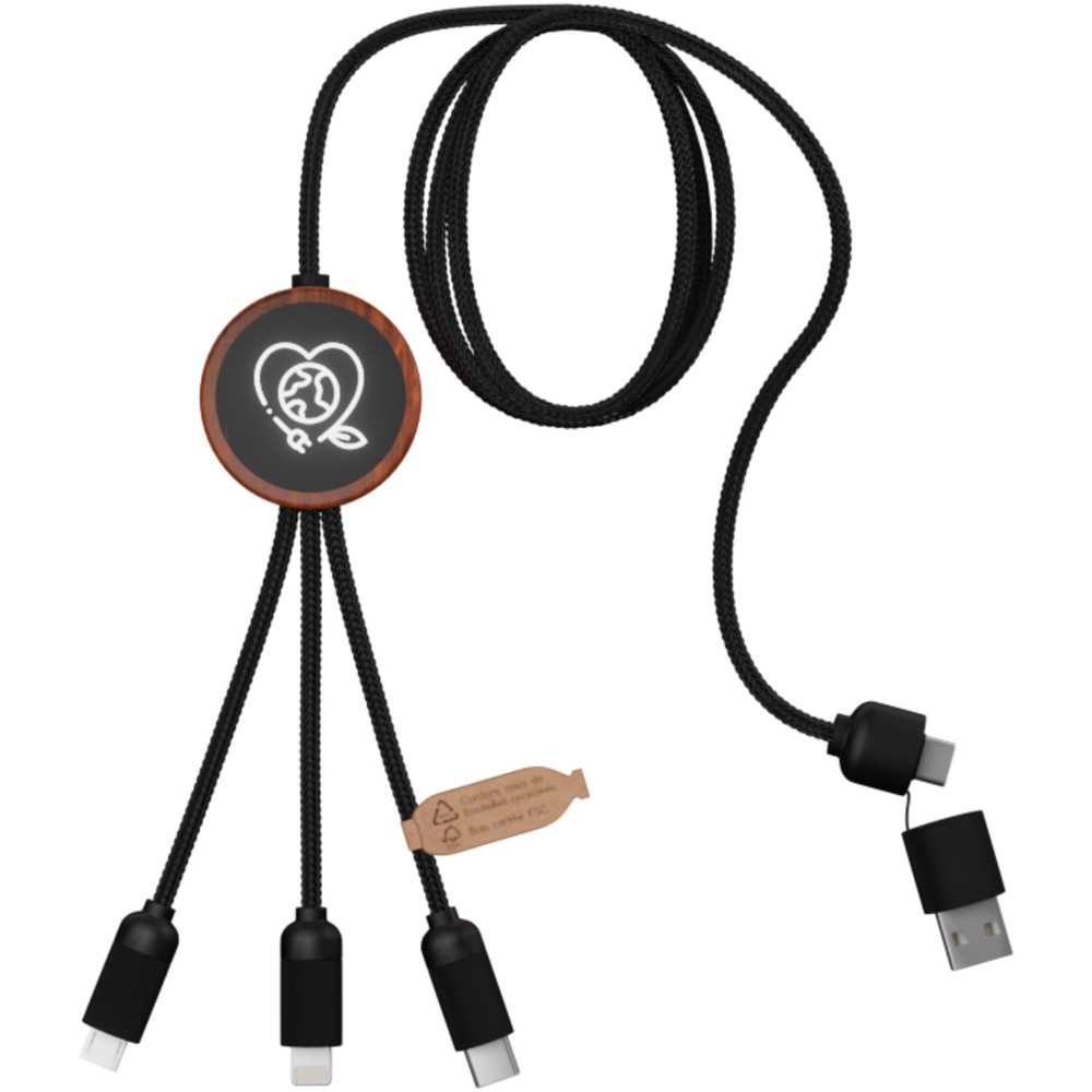 SCX.design C37 3-in-1 rPET light-up logo charging cable with