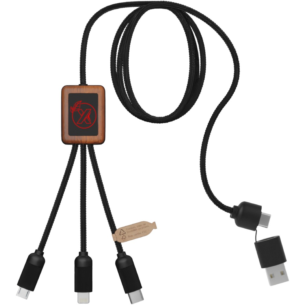 SCX.design C38 3-in-1 rPET light-up logo charging cable with