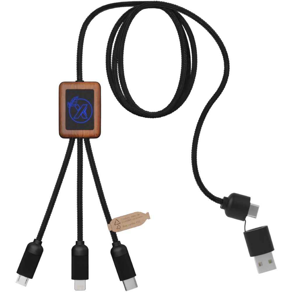 SCX.design C38 3-in-1 rPET light-up logo charging cable with