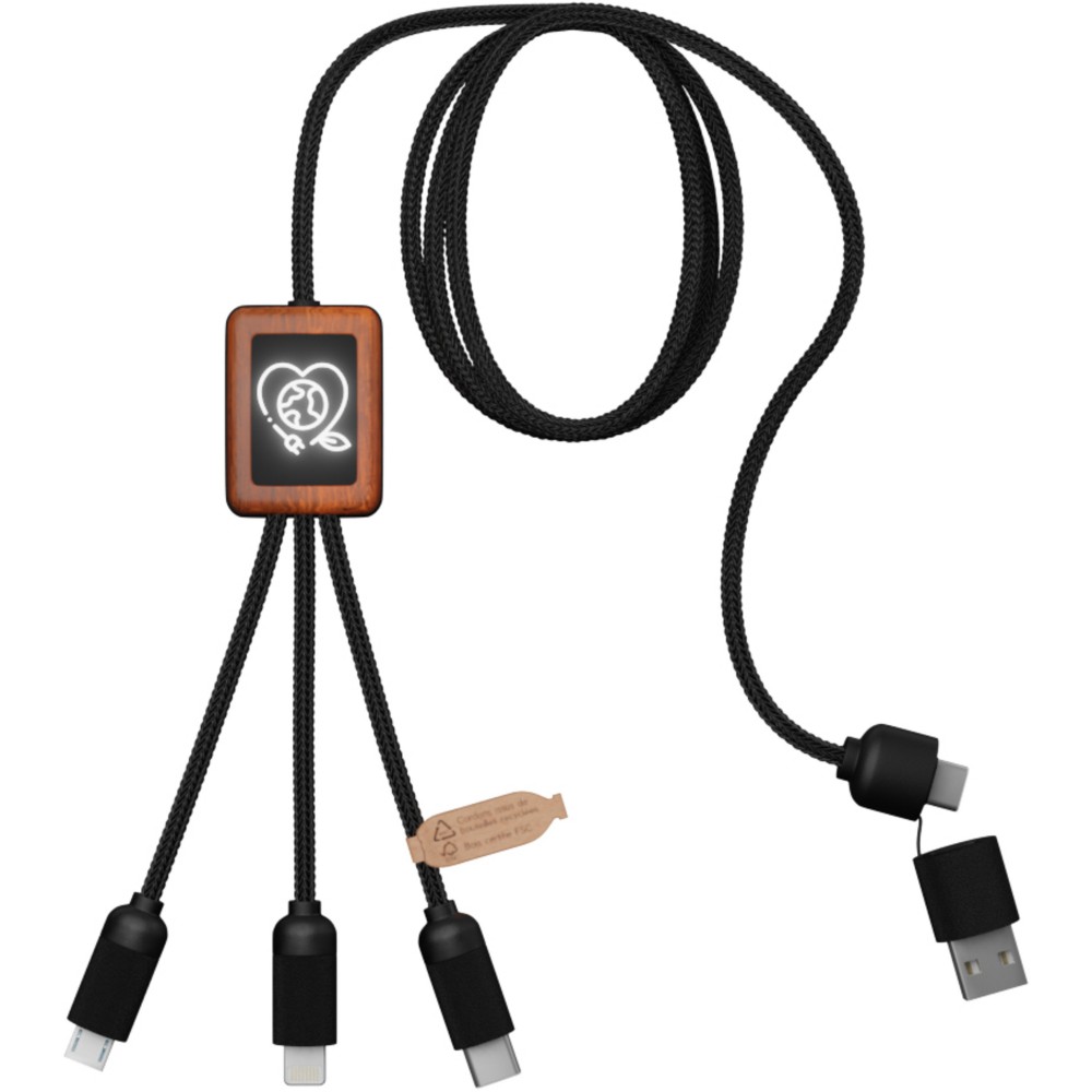 SCX.design C38 3-in-1 rPET light-up logo charging cable with