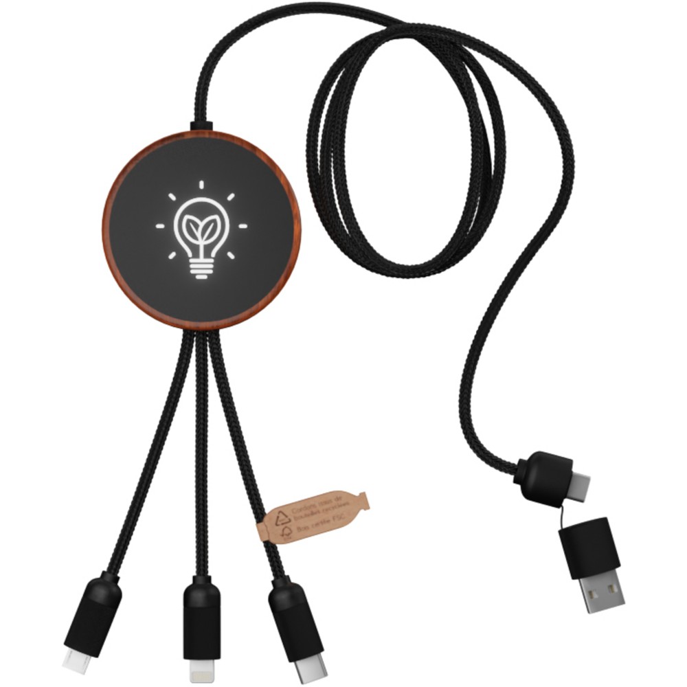 SCX.design C40 5-in-1 rPET light-up logo charging cable and