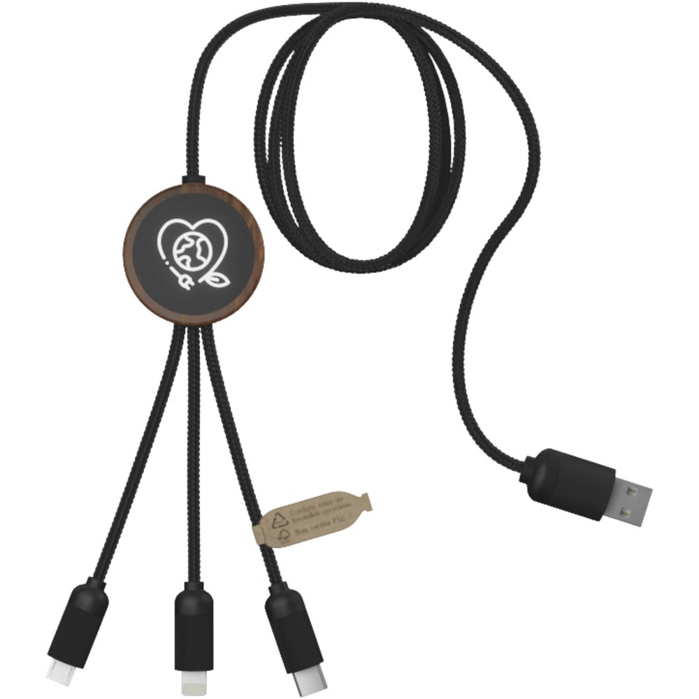 SCX.design C36 3-in-1 rPET light-up logo charging cable, Woo